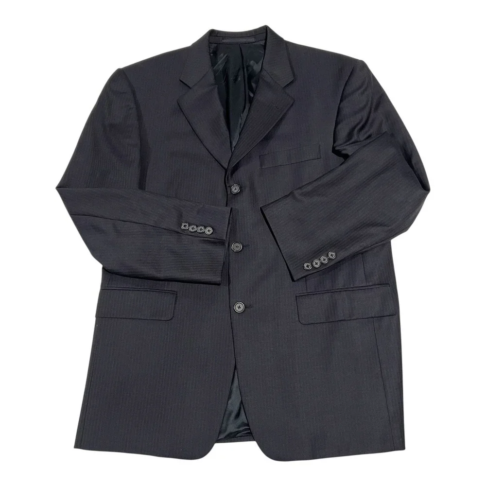 Burberry London Mens Super 100s Wool Striped Sport Coat Blazer 3 Button 40 Short